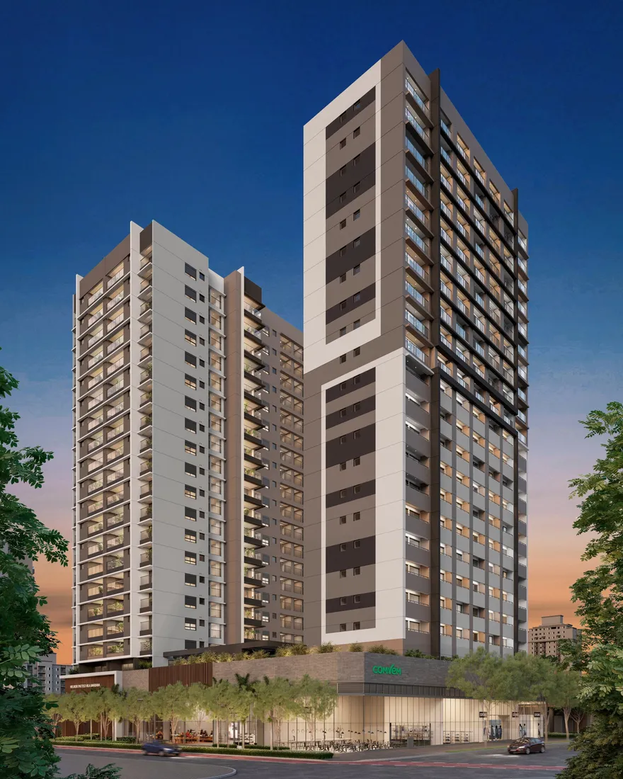 Fachada completa do Helbor Patteo Vila Mariana na Vila Mariana, São Paulo